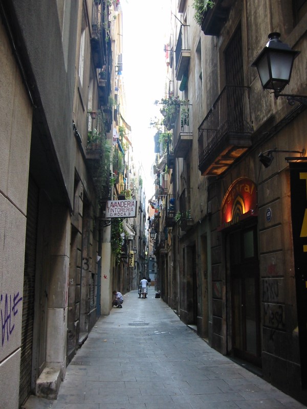 Narrow street in Gothic Quarter