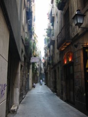 Narrow street in Gothic Quarter